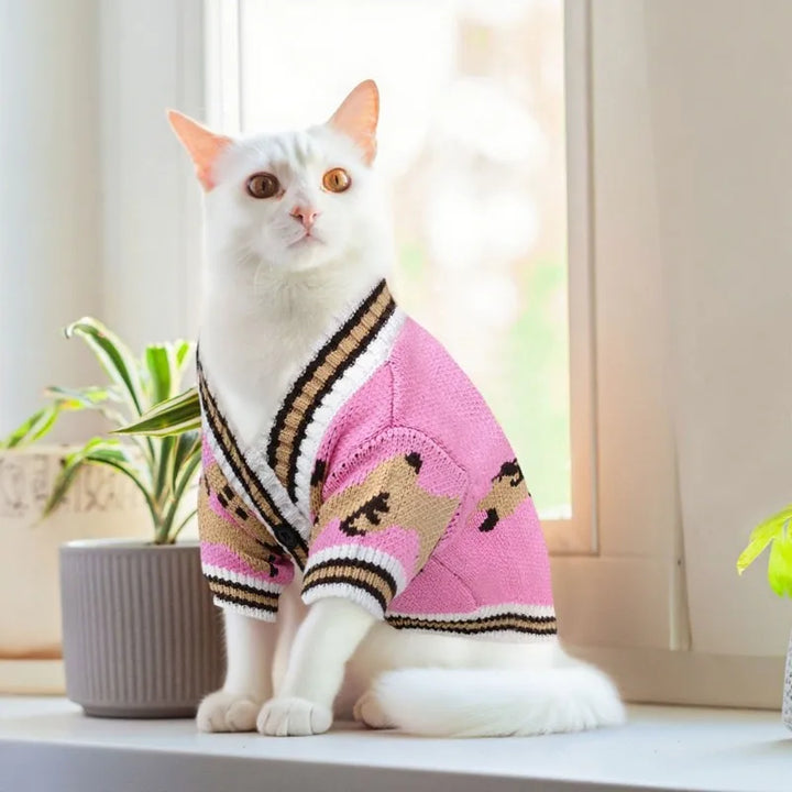 Stornfield striped knit warm dog cardigan