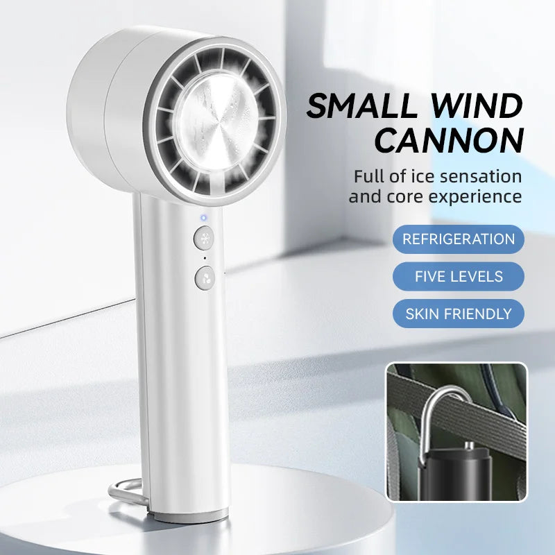 Stornfield | Brisano AirCool Mini Hand Fan with Cooling Function | 5 Speeds | LED Display & USB Charging | Quiet & Portable | For Travel, Office & Outdoor