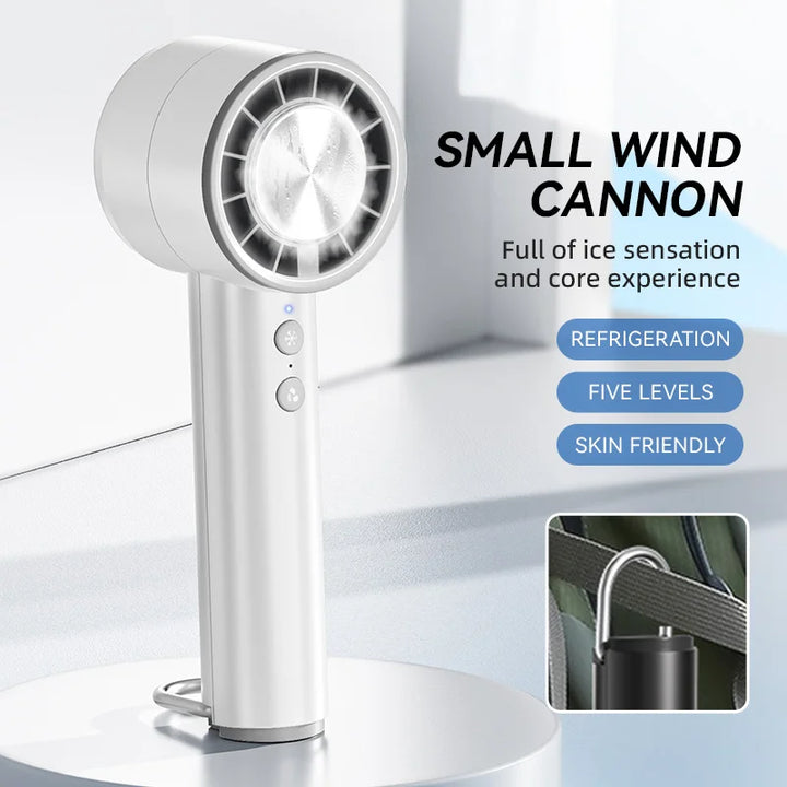 Stornfield | Brisano AirCool Mini Hand Fan with Cooling Function | 5 Speeds | LED Display & USB Charging | Quiet & Portable | For Travel, Office & Outdoor