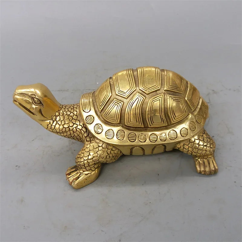 Stornfield | Feng Shui Brass Turtle Statue Lucky Animal Sculpture for Longevity Home Office Desk Decor Figurine Study Ornament Gift