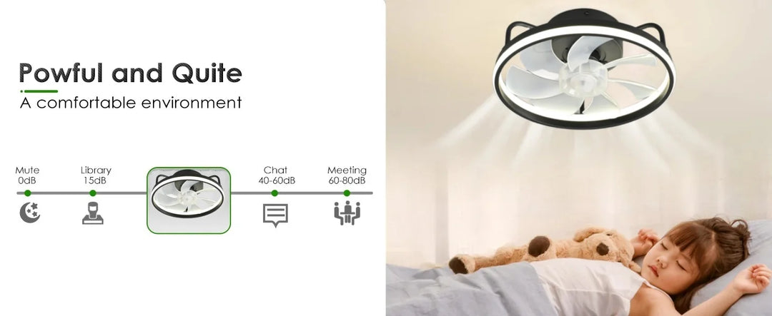 Modern LED Ceiling Fan Light with DC Motor - 6 Speed, Timer, Low Floor Attic Fan, Remote Control Decorative Light | Stornfield