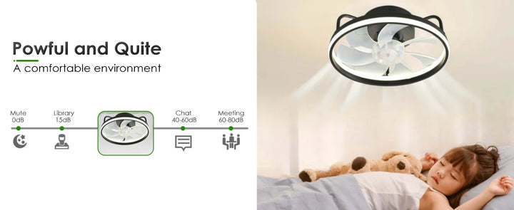 Modern LED Ceiling Fan Light with DC Motor - 6 Speed, Timer, Low Floor Attic Fan, Remote Control Decorative Light | Stornfield