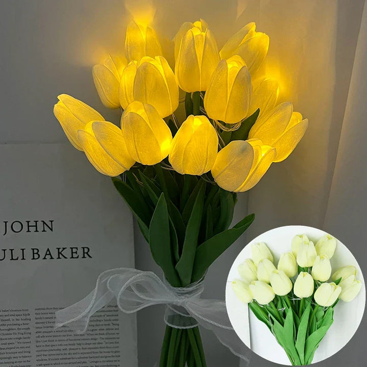 Stornfield | LED Lamp with Artificial Tulip Bouquet Perfect for Gifts or as Home Decorations for Wedding Parties
