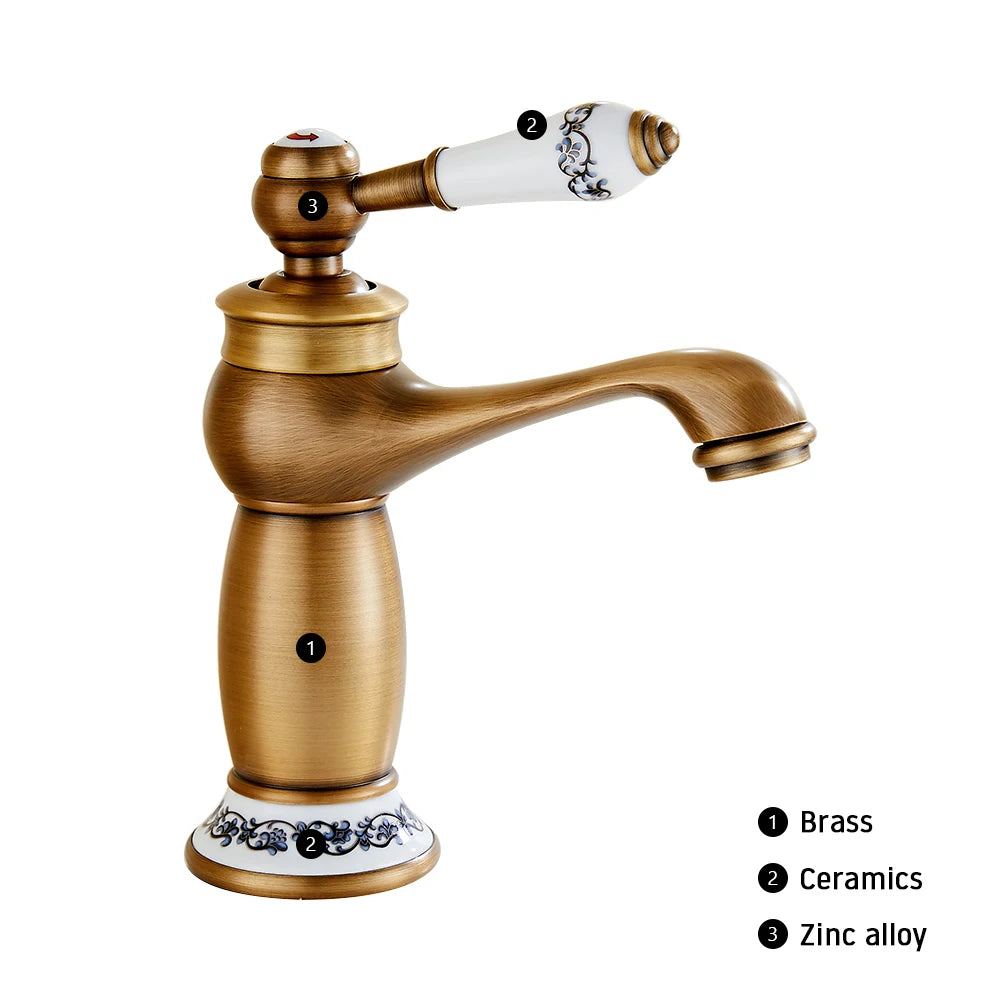 HeritageFlow – Vintage Bronze Faucet with Stornfield Porcelain Handle