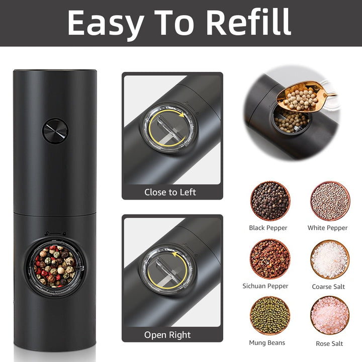 Stornfield | Automatic Electric Salt and Pepper Grinder with LED Light and Adjustable Coarseness - Perfect for Kitchen or Restaurant