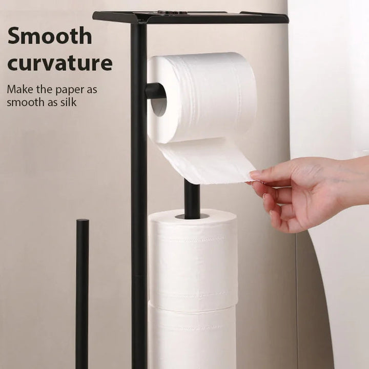 Toilet paper holder with brush & shelf | Stornfield