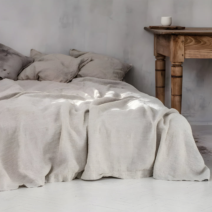 3PCS 100% Washed Linen Sheet Set - Natural Flax Bed Sheets with 2 Pillowcases | Stornfield