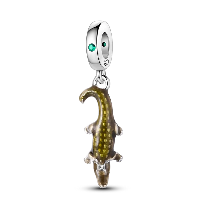 Stornfield | 925 Sterling Silver Charms, Leopard Gold Beads, Colorful Chameleon Rhino Lion Beetle Cat Pendant Compatible with Original Pandora Bracelet Jewelry