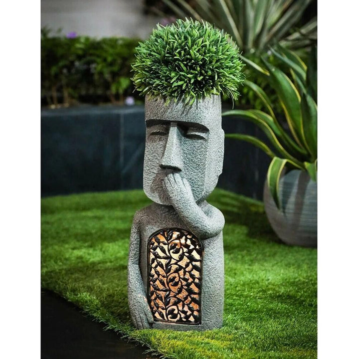 Flower pot with face & LED – Decoration for garden and balcony lighting | Stornfield