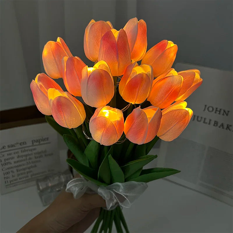 Stornfield | LED Lamp with Artificial Tulip Bouquet Perfect for Gifts or as Home Decorations for Wedding Parties