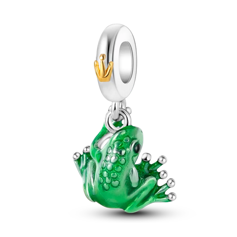 Stornfield | 925 Sterling Silver Charms, Leopard Gold Beads, Colorful Chameleon Rhino Lion Beetle Cat Pendant Compatible with Original Pandora Bracelet Jewelry