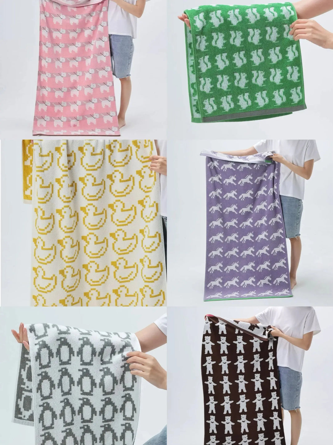 Reversible printed cotton animal towel | Stornfield