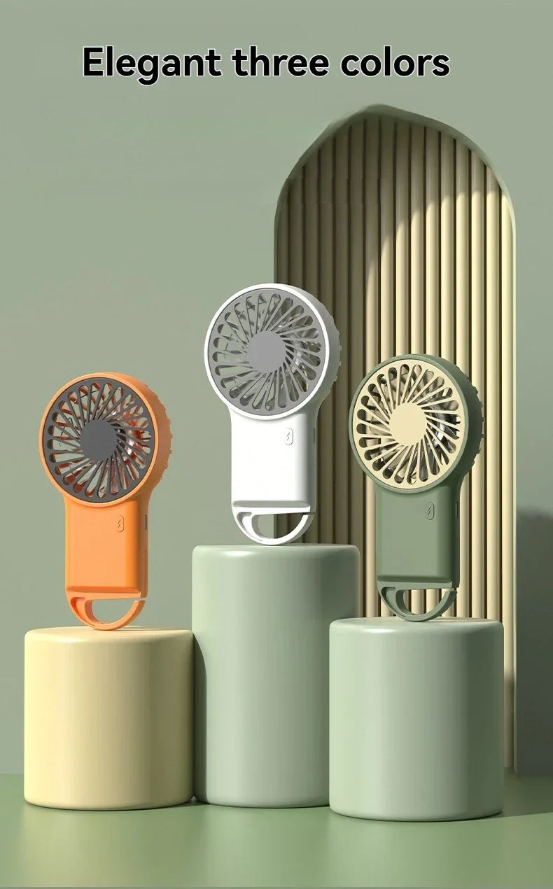 New Foldable USB Rechargeable Mini Fan | Handheld Desktop Fan with Cartoon Design & Hook for Outdoor, Home & Office Use | Stornfield