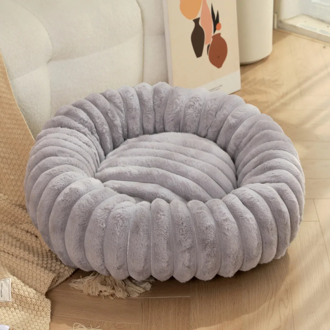Stornfield round plush donut dog bed with non-slip bottom