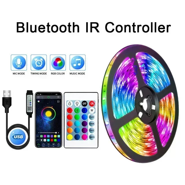 Stornfield | RGB 5050 LED Strip with Remote and App Control - USB Powered