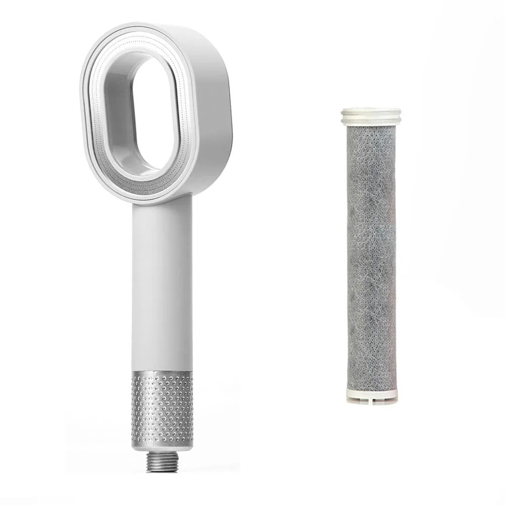 AquaGlow Beauty Filter Showerhead – High pressure, water-saving and purified showering – round handheld model Stornfield
