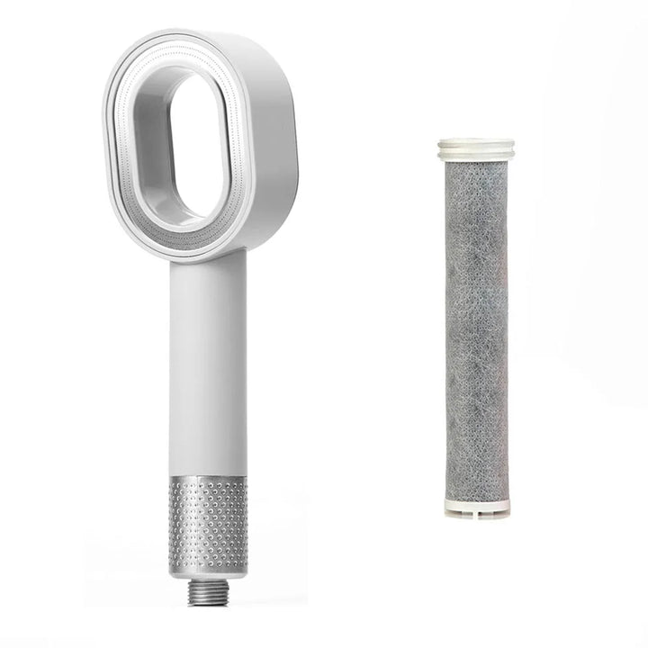 AquaGlow Beauty Filter Showerhead – High pressure, water-saving and purified showering – round handheld model Stornfield