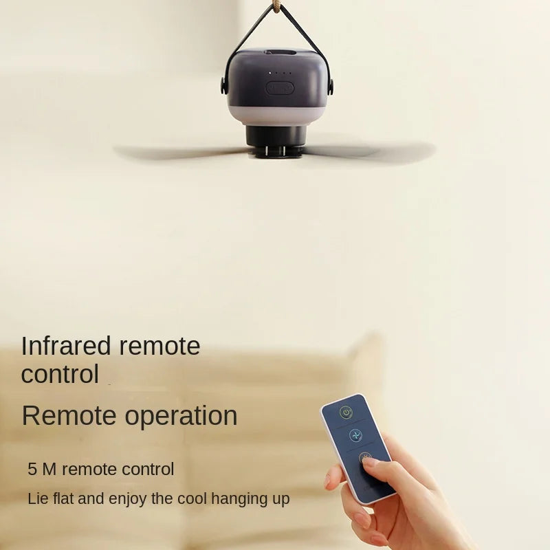 Portable Wireless Mini Ceiling Fan – USB Fan with Remote Control, Stand, Night Light for Home, Outdoor & Camping | Stornfield