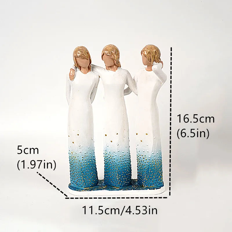 Stornfield | Resin figurine, characters, family figures, sculpture, figures for home decoration, table decoration, living room, angel, embrace, dog, father, child