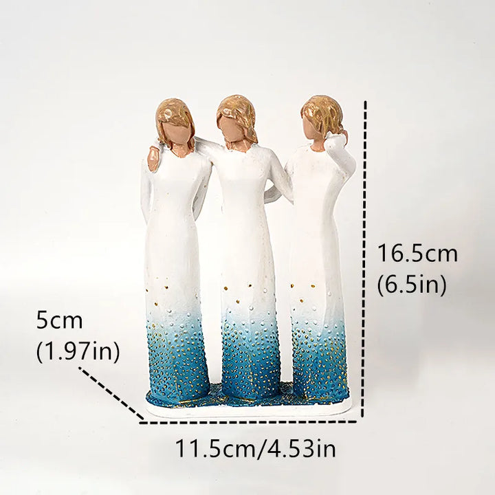 Stornfield | Resin figurine, characters, family figures, sculpture, figures for home decoration, table decoration, living room, angel, embrace, dog, father, child