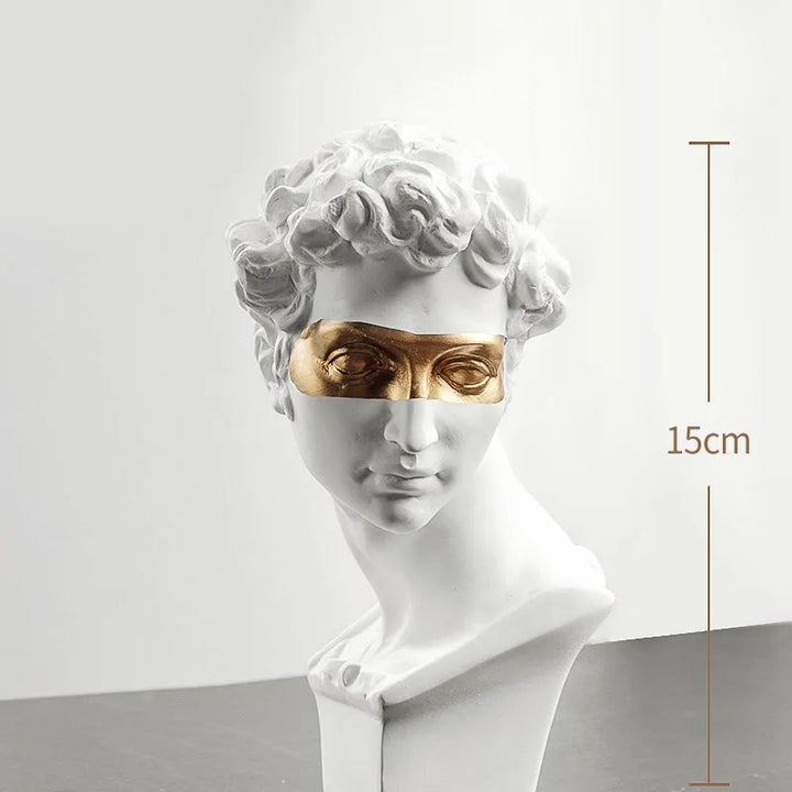 Stornfield | Statues for decoration, 15 cm, David, coffee table, home decor, ornaments, one-piece plaster bust, white resin, decorative art sculpture