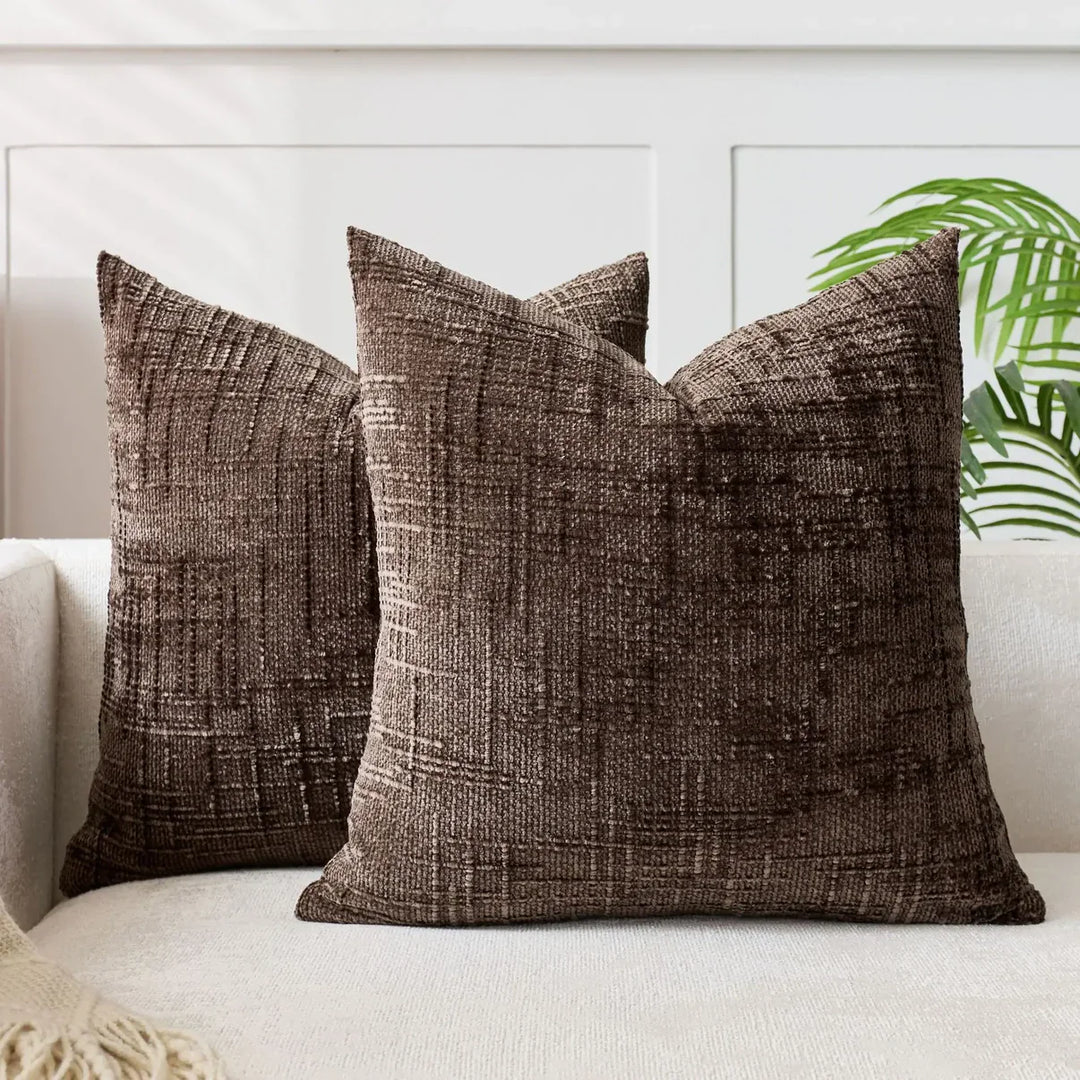 Chenille Sofa cushion cover – Soft solid design | Elegant decoration for living & bedrooms | Stornfield