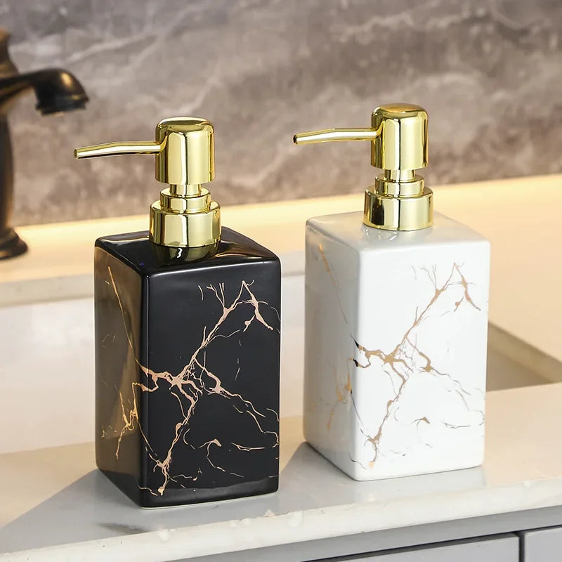 Marble Ceramic Soap & Shampoo Dispenser - Modern Design | Stornfield