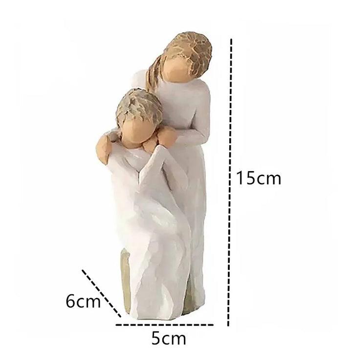 Stornfield | Resin figurine, characters, family figures, sculpture, figures for home decoration, table decoration, living room, angel, embrace, dog, father, child