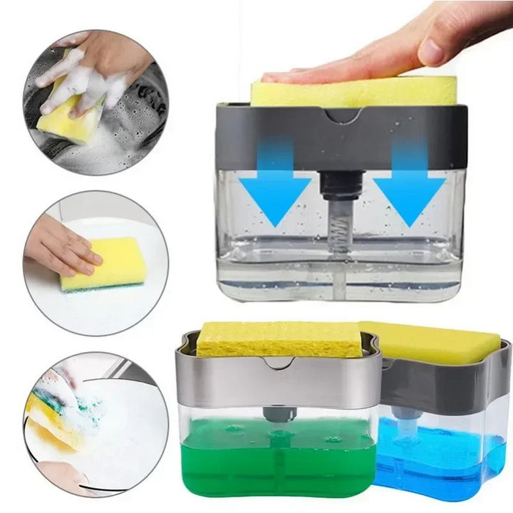 Kitchen Soap Dispenser with Sponge Holder | Push-Type Stornfield