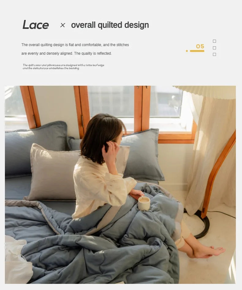 2024 Japanese Cotton-Polyester Summer Quilt – Lightweight, Washable, Skin-Friendly Solid Color Quilt | Stornfield