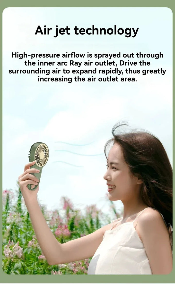 New Foldable USB Rechargeable Mini Fan | Handheld Desktop Fan with Cartoon Design & Hook for Outdoor, Home & Office Use | Stornfield