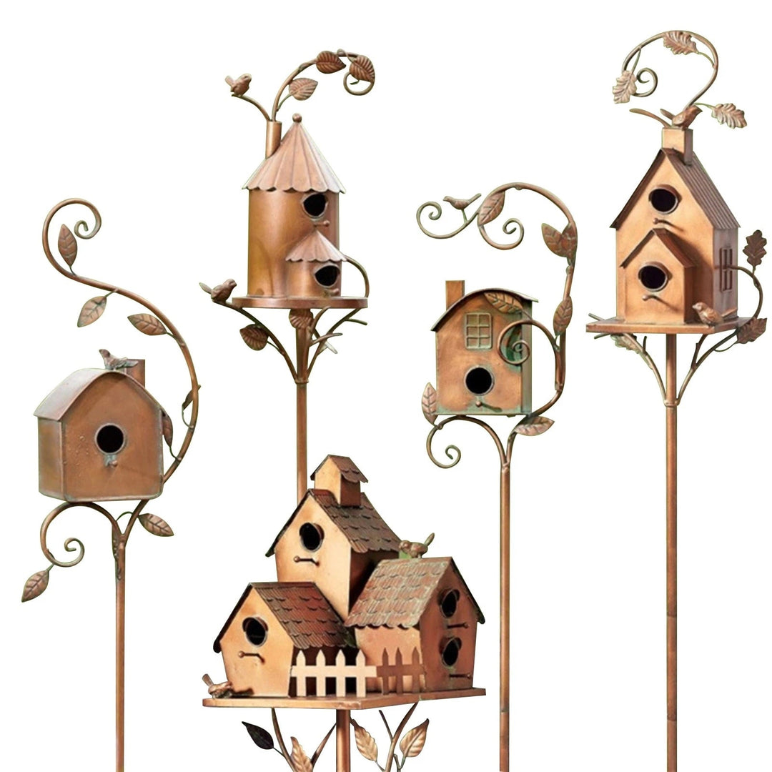 Stornfield | Metal Art Birdhouse on Garden Stake - FeatherNest