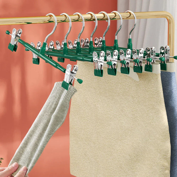 Stornfield | Closyra Stainless Steel Hanger with Clips | Adjustable & Non-Slip | For Skirts, Pants & Underwear | Space-Saving & Seamless