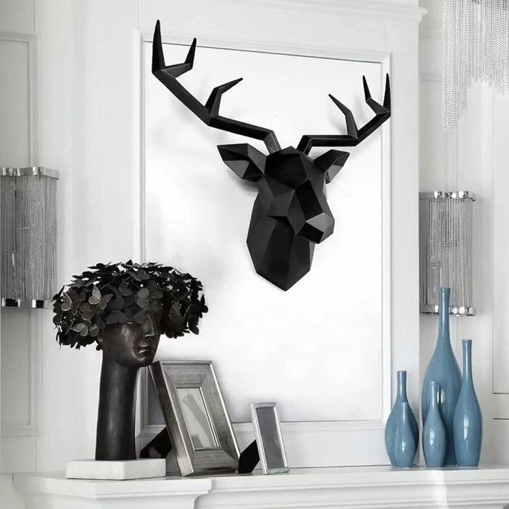 Stornfield | 3D Stag Head Sculpture, Geometric Resin Deer Head Wall Decor, Modern Home Decor, Luxury Wall Decoration