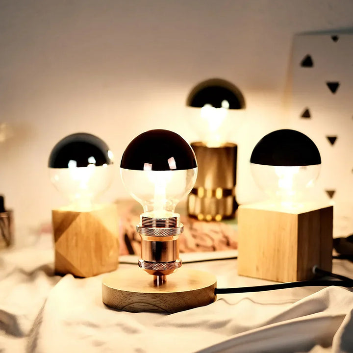 Vintage LED Bulb – Retro Table Lamp with Wooden Base | Stornfield