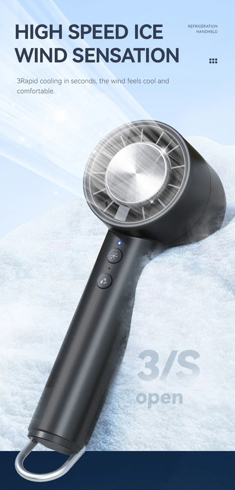 Silent High-Speed USB Handheld Fan – Portable Small Fan with LED Display, High Wind Power, and Cooling Air Conditioner Function | Stornfield