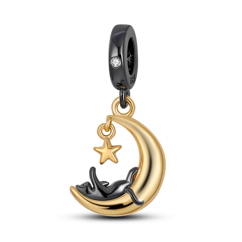 Stornfield | 925 Sterling Silver Charms, Leopard Gold Beads, Colorful Chameleon Rhino Lion Beetle Cat Pendant Compatible with Original Pandora Bracelet Jewelry