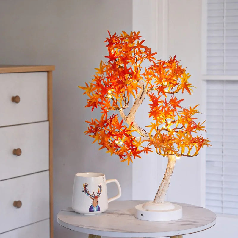 LED Maple Leaf Bonsai Tree Night Light – Decorative Table Lamp for Living Room and Bedroom | Stornfield