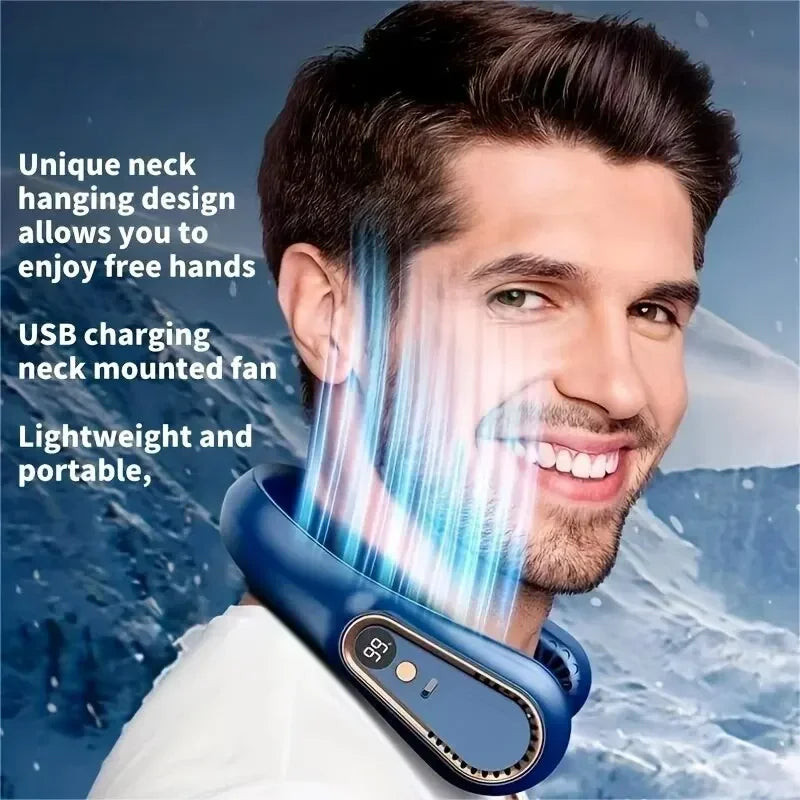 Hanging neck fan portable summer air cooler USB cooling fan with 5 speeds and digital displays - super technology and bladeless | Stornfield