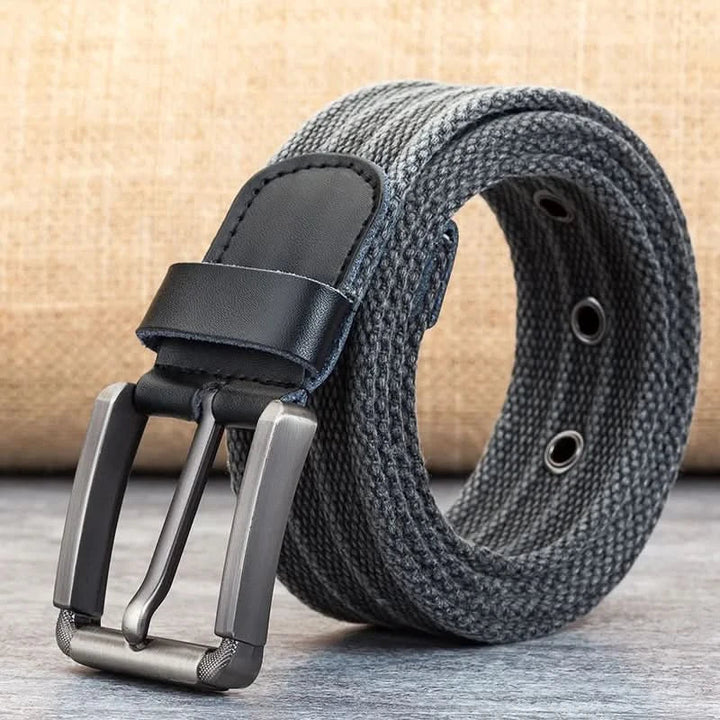Stornfield | Men’s Canvas Belt – Adjustable Casual Striped Waistband