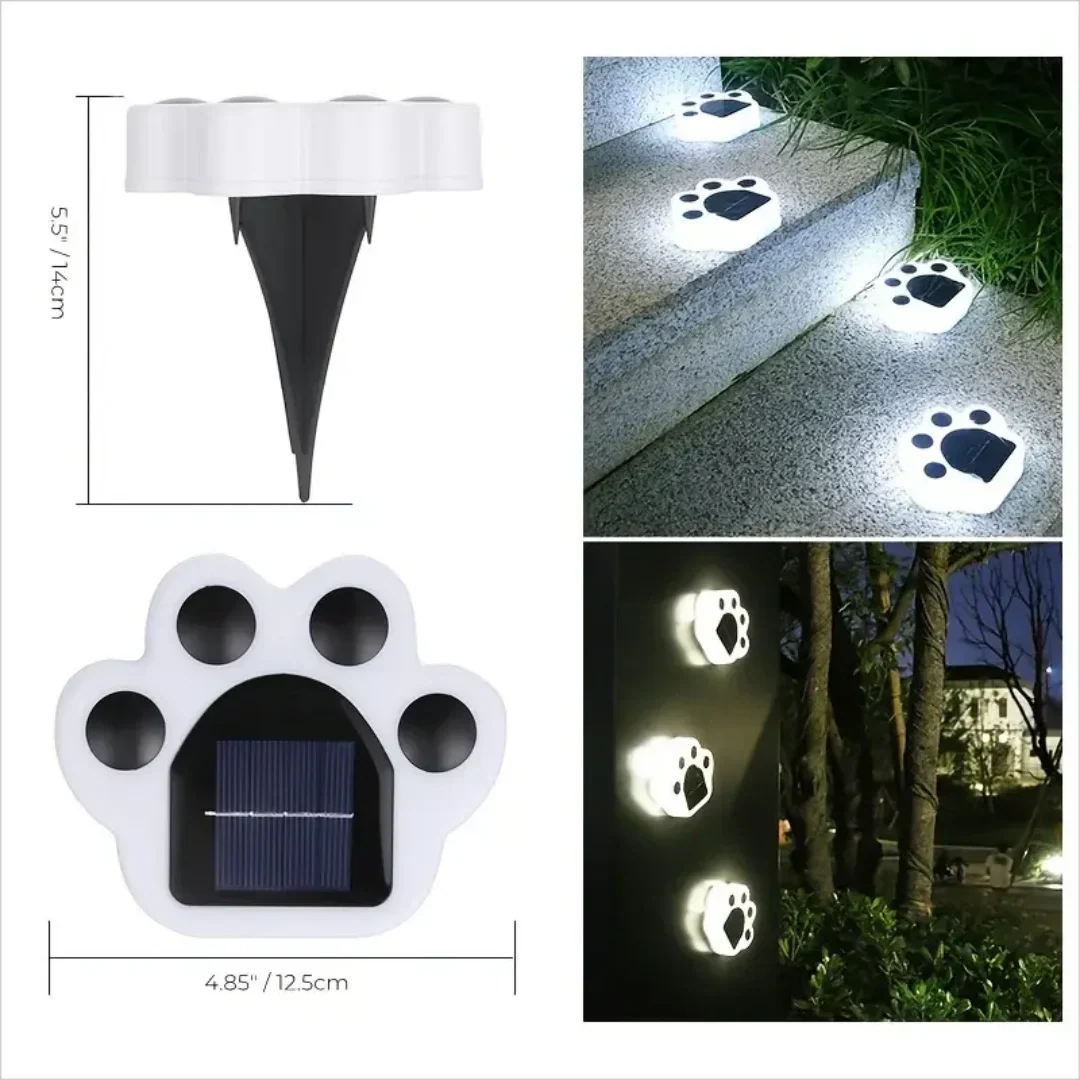 Glowing Paw LED Solar Pathway Outdoor Lights | Stornfield