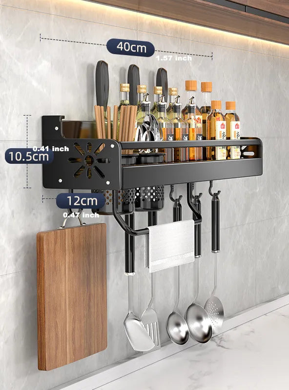 Kitchen wall shelf made of metal – Self-adhesive & screwable | Non-slip wave pattern | Mounting accessories included Stornfield