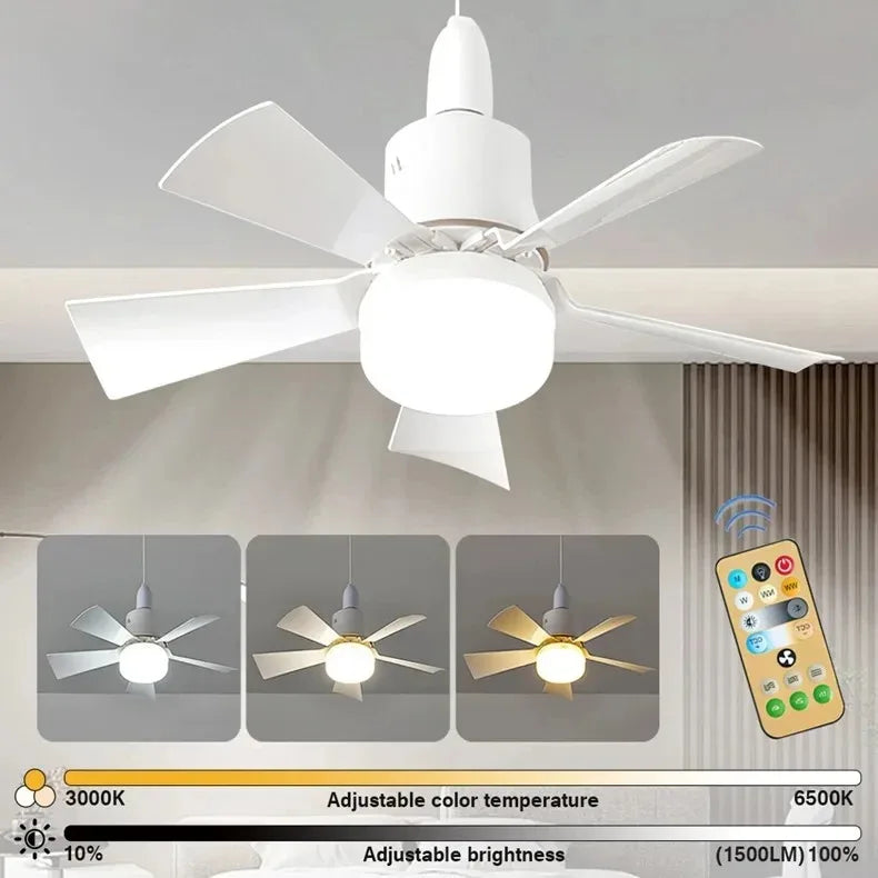 Ceiling Fan LED with Remote Control – Dimmable 30W, E27 Base, Modern Smart Wireless Fan Light for Bedroom and Living Room | Stornfield