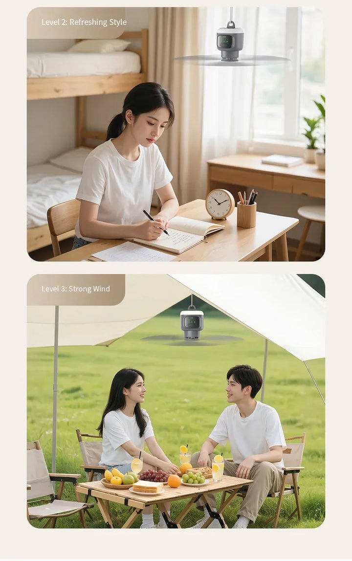 12000mAh Portable Ceiling & Camping Fan – Outdoor Tent Air Circulator and Cooling Ventilator | Stornfield