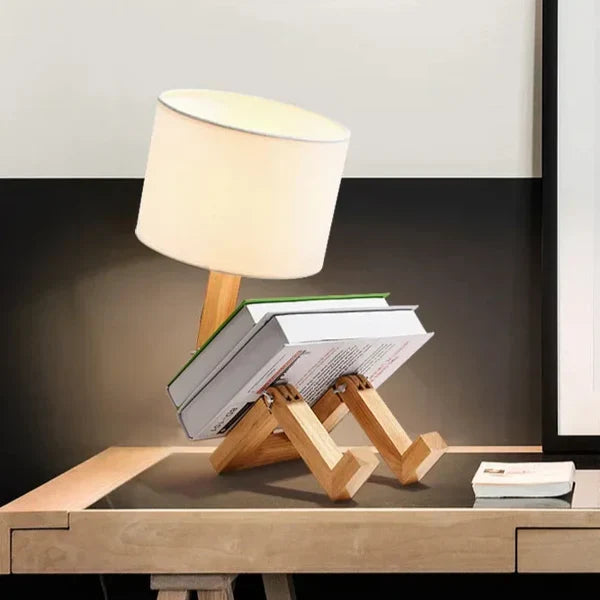 Wooden Table Lamp with Book Holder - RutanFlex | Stornfield