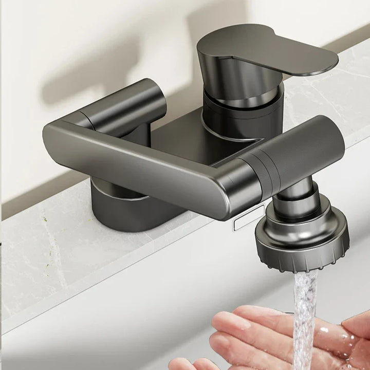 Aqua Twist Duo-Flex Basin Mixer – 360° swiveling two-hole faucet for hot and cold water Stornfield