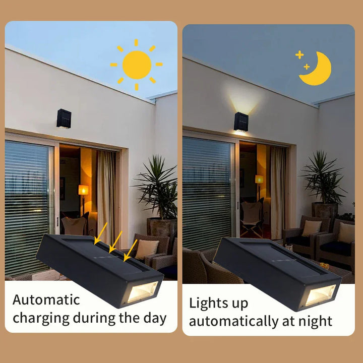 Stornfield | Lampe murale LED solaire étanche : Éclairage vers le haut et vers le bas pour balcon, jardin, rue et paysage
