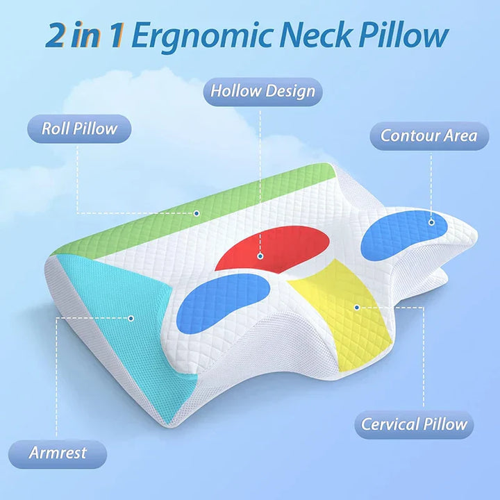 Stornfield | Memory Foam Cervical Pillow | Ergonomic 2-in-1 Design for Neck Pain Relief & Comfortable Sleep