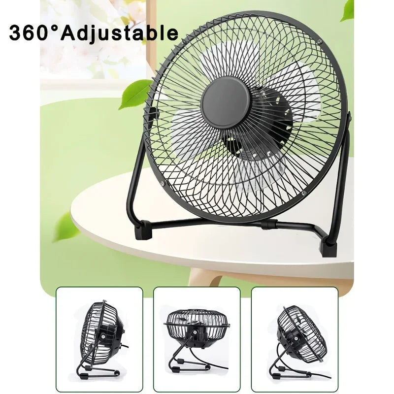 4/6/8 Inch Desktop Portable USB Electric Fan – 2-Speed Adjustable Mini Desk Fan with 4 Blades & 360° Rotation for Strong Airflow | Stornfield