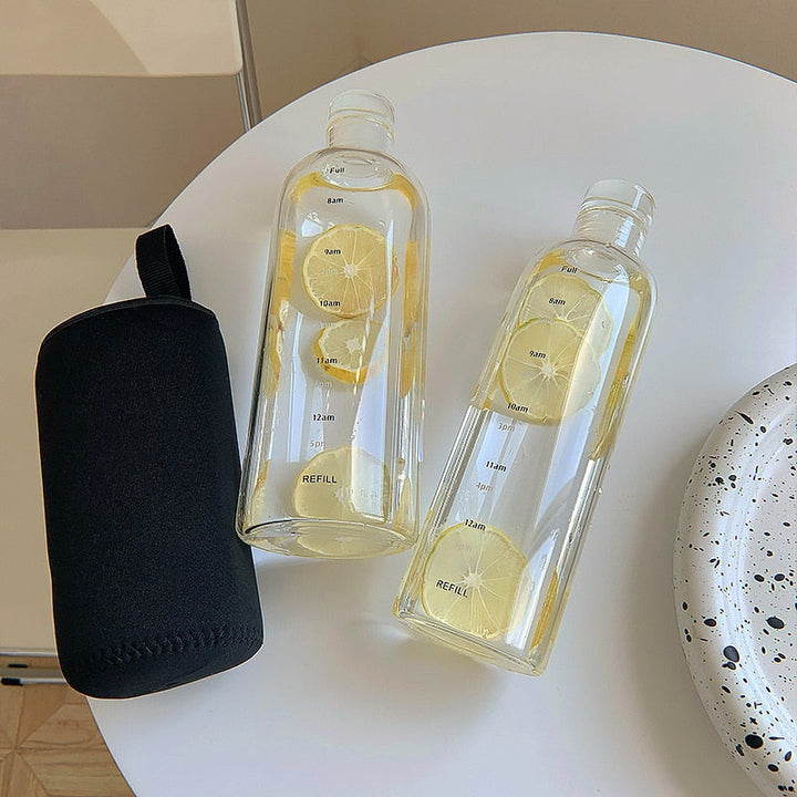 Stornfield | Heat-resistant Glass Water Bottle Time Scales